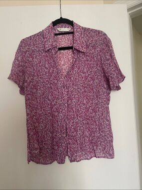 Women's Pink Floral Button-Up Shirt